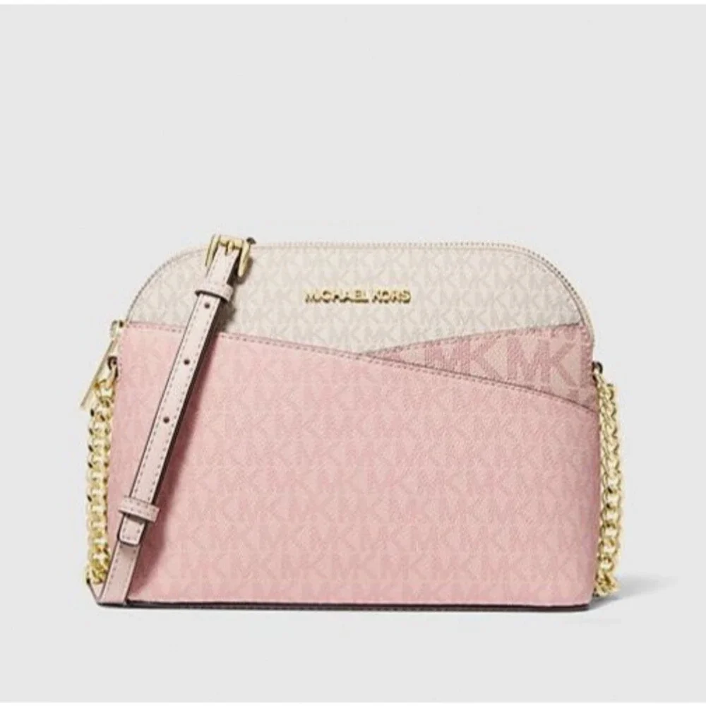 New Michael Kors Jet Set Travel Medium Dome Crossbody Powder Blush Multi - Picture 4 of 5